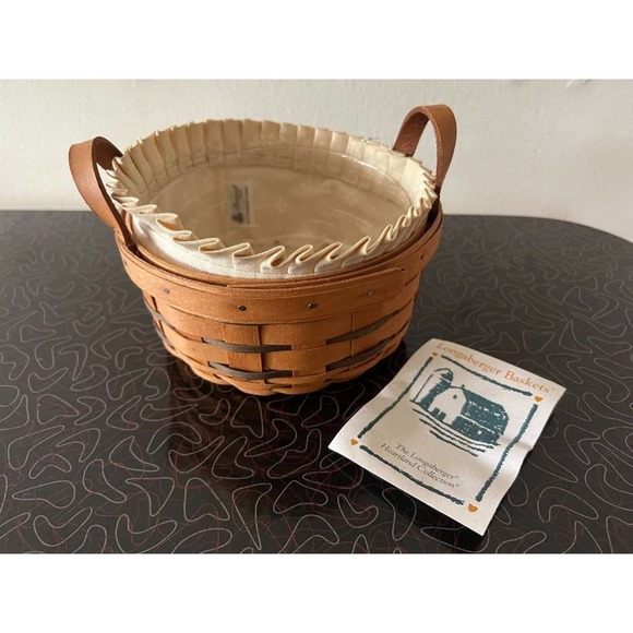 1995 Longaberger Heartland Button Basket with Protective Liner - Picture 2 of 5